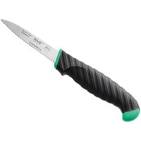 Schraf 3 1/4" Serrated Edge Paring Knife with Green TPRgrip Handle