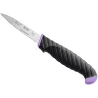Schraf 3 1/4" Serrated Edge Paring Knife with Purple Allergen-Free TPRgrip Handle