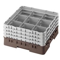 Cambro 9S800167 Brown Camrack Customizable 9 Compartment 8 1/2 inch Glass Rack