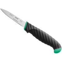 Schraf 3 1/4" Smooth Edge Paring Knife with Green TPRgrip Handle