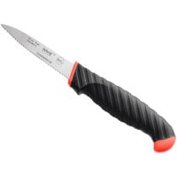 Schraf 3 1/4" Serrated Edge Paring Knife with Red TPRgrip Handle