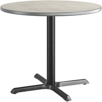Lancaster Table & Seating 36" Reversible Gray / White Laminated Standard Height Table Top and Base Kit with 30" x 30" Base