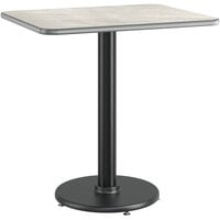 Lancaster Table & Seating 24" x 30" Reversible Gray / White Laminated Standard Height Table Top and Base Kit with 17" Base