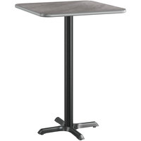 Lancaster Table & Seating 30" x 30" Reversible Gray / White Laminated Bar Height Table Top and Base Kit with 22" x 22" Base
