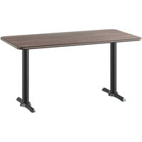 Lancaster Table & Seating 30" x 60" Reversible White Birch / Ash Laminated Standard Height Table Top and Base Kit with 5" x 22" Base