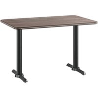 Lancaster Table & Seating 30" x 48" Reversible White Birch / Ash Laminated Standard Height Table Top and Base Kit with 5" x 22" Base