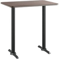 Lancaster Table & Seating 30" x 42" Reversible White Birch / Ash Laminated Bar Height Table Top and Base Kit with 5" x 22" Base