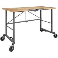 Cosco SmartFold 52 inch x 24 inch Portable Folding Workbench with Hardwood Top 66760DKG1E