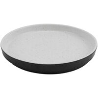 cheforward™ by GET Infuse 8 1/8" Round Stone Natural / Black Melamine Plate with Raised Rim - 12/Case