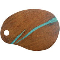 cheforward™ by GET Lapis 17 5/16 inch x 12 inch Oval Cherry with Turquoise Melamine Serving Platter - 10/Case