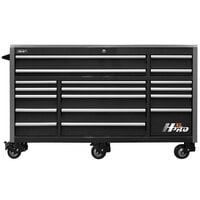 Homak HXL Pro Series 72" Black 18-Drawer Roller Cabinet with Stainless Steel Top HX04072171