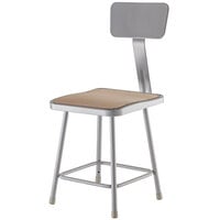 National Public Seating 6318B 18" Gray Hardboard Square Lab Stool with Adjustable Back