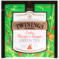 Twinings Green Exotic Mango & Ginger Large Leaf Pyramid Tea Sachets - 100/Case