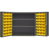 Durham Mfg 36 inch x 24 inch x 36 inch 2-Shelf Storage Cabinet with 48 Yellow Bins DC-243636-48-2S-95