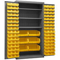 Durham Mfg 36 inch x 24 inch x 72 inch 3-Shelf Storage Cabinet with 102 Yellow Bins 2501-BDLP-102-3S-95
