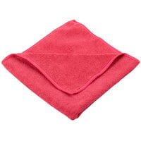 Unger MC40R SmartColor MicroWipe 16 inch x 16 inch Red Light-Duty Microfiber Cleaning Cloth - 10/Pack