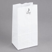 Duro 3 lb. White Paper Bag - 500/Bundle