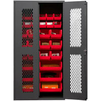 Durham Mfg 36 inch x 18 inch x 72 inch Storage Cabinet with Ventilated Doors and 30 Red Bins EMDC-361872-30B-1795