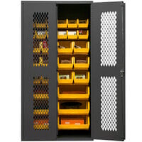 Durham Mfg 36 inch x 18 inch x 72 inch Storage Cabinet with Ventilated Doors and 30 Yellow Bins EMDC-361872-30B-95