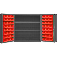 Durham Mfg 36 inch x 24 inch x 36 inch 2-Shelf Storage Cabinet with 48 Red Bins DC-243636-48-2S-1795