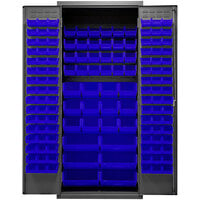 Durham Mfg 36 inch x 24 inch x 84 inch Storage Cabinet with 138 Blue Bins 2500-138B-5295