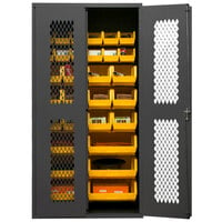 Durham Mfg 36 inch x 24 inch x 72 inch Storage Cabinet with Ventilated Doors and 30 Yellow Bins EMDC-362472-30B-95