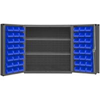 Durham Mfg 36 inch x 24 inch x 36 inch 2-Shelf Storage Cabinet with 48 Blue Bins DC-243636-48-2S-5295