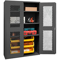 Durham Mfg 48 inch x 24 inch x 72 inch 3-Shelf Storage Cabinet with Ventilated Doors and 6 Yellow Bins EMDC-482472-6B-3S-95