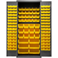 Durham Mfg 36 inch x 24 inch x 84 inch Storage Cabinet with 138 Yellow Bins 2500-138B-95