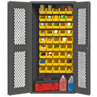 Durham Mfg 36 inch x 18 inch x 72 inch Storage Cabinet with Ventilated Doors and 45 Yellow Bins EMDC361845B-95