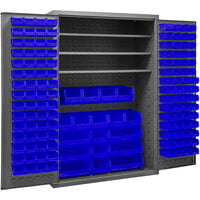 Durham Mfg 48 inch x 24 inch x 72 inch 3-Shelf Storage Cabinet with 138 Blue Bins 2502-138-3S-5295