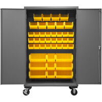 Durham Mfg 48 inch x 24 inch x 81 inch Mobile Storage Cabinet with 42 Yellow Bins 2502M-BLP-42-95
