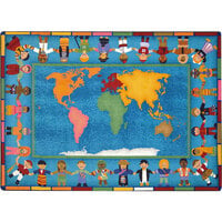 Joy Carpets Kid Essentials Hands Around the World Multi-Colored Rectangle Area Rug