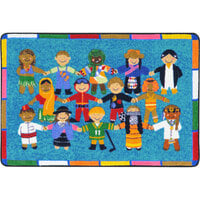 Joy Carpets Kid Essentials Hands Around the World 2' 8" x 3' 10" Multi-Colored Rectangle Area Rug