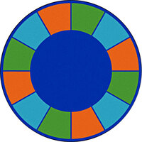 Joy Carpets Kid Essentials Squares To Spare Multicolored Round Area Rug