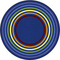 Joy Carpets Kid Essentials Rainbow Rings Multicolored Round Area Rug