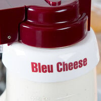Tablecraft CM1 Imprinted White Plastic Bleu Cheese Salad Dressing Dispenser Collar with Maroon Lettering