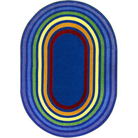 Joy Carpets Kid Essentials Rainbow Rings 10' 9" x 13' 2" Multicolored Oval Area Rug