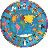 Joy Carpets Kid Essentials Hands Around the World Multi-Colored Round Area Rug