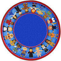 Joy Carpets Kid Essentials Children of Many Cultures Multi-Colored Round Area Rug