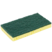 6 inch x 3 1/2 inch Sponge with Green Scrubber - 6/Pack