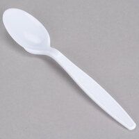 Visions Individually Wrapped White Heavy Weight Plastic Teaspoon - 1000/Case