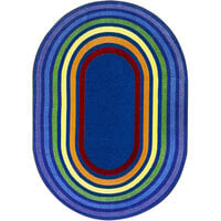 Joy Carpets Kid Essentials Rainbow Rings Multicolored Oval Area Rug