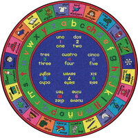 Joy Carpets Kid Essentials LenguaLink (Spanish) 13' 2" Multi-Colored Round Area Rug