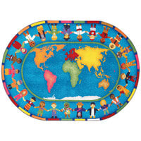 Joy Carpets Kid Essentials Hands Around the World Multi-Colored Oval Area Rug