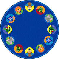 Joy Carpets Kid Essentials Animal Readers Multi-Colored Round Area Rug