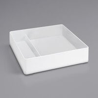 Cal-Mil 10" Two Compartment White Square Melamine Bento Box