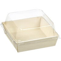 Solia 4 5/16 inch x 4 5/16 inch Laminated Wooden Punnet with Clear Plastic Lid - 200/Case