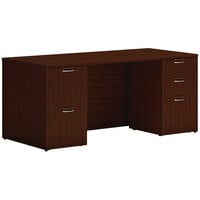Hon Mod 30 inch x 66 inch Traditional Mahogany Laminate Desk with 2 Storage Pedestals