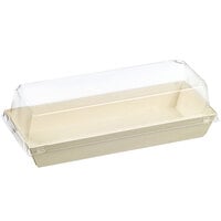 Solia 8 1/2 inch x 3 3/16 inch Laminated Wooden Punnet with Clear Plastic Lid - 200/Case